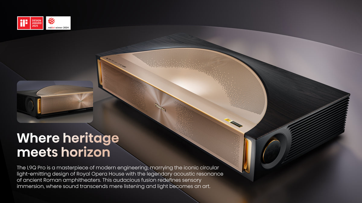 Hisense L9Q Pro 4K Triple Laser Ultra Short Throw Projector, 6000:1 Contrast with Iris Lens (Up to 200'')
