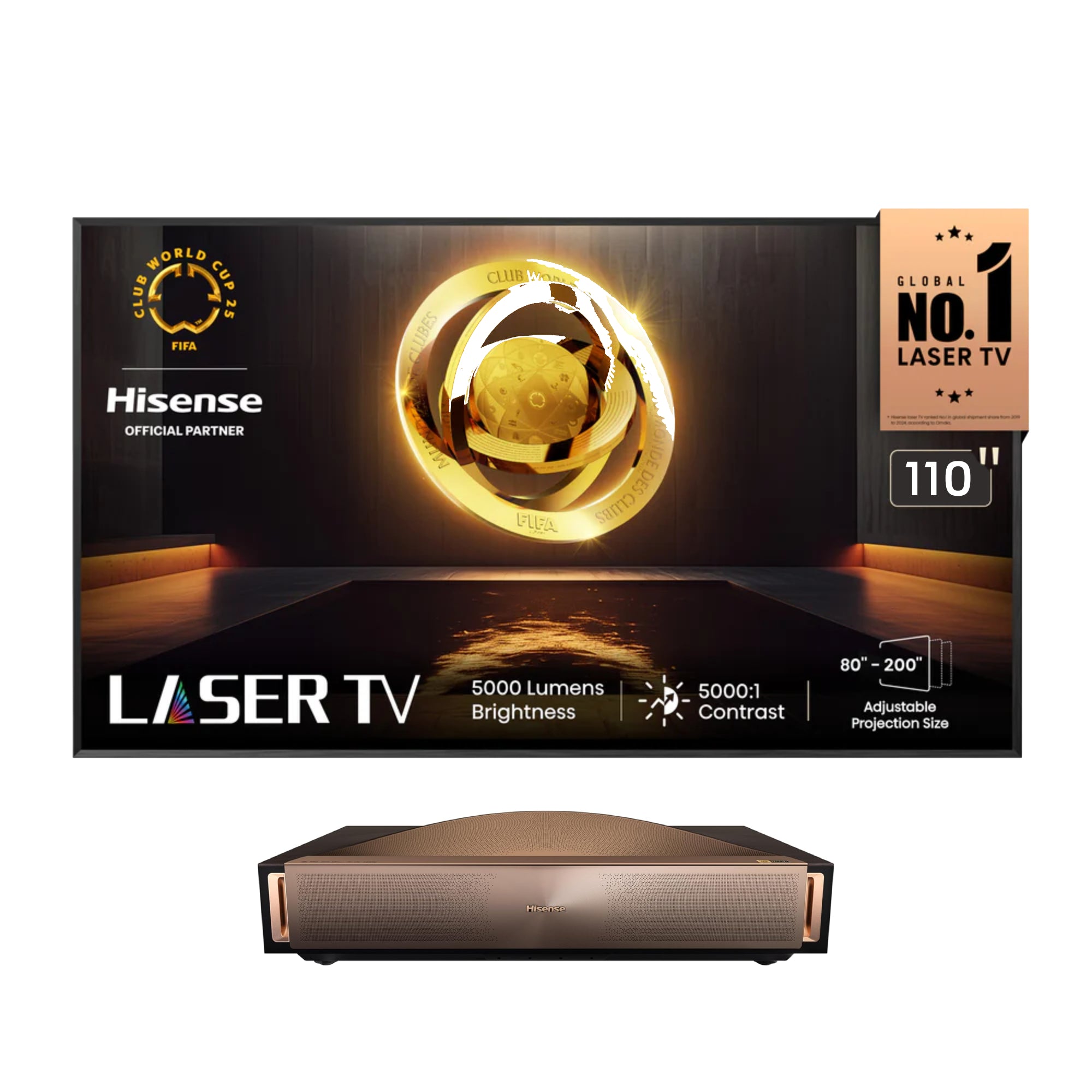 Hisense L9Q Bundle, 5000 lm 4K Triple Laser Ultra Short Throw UST Projector including 110" ALR Screen
