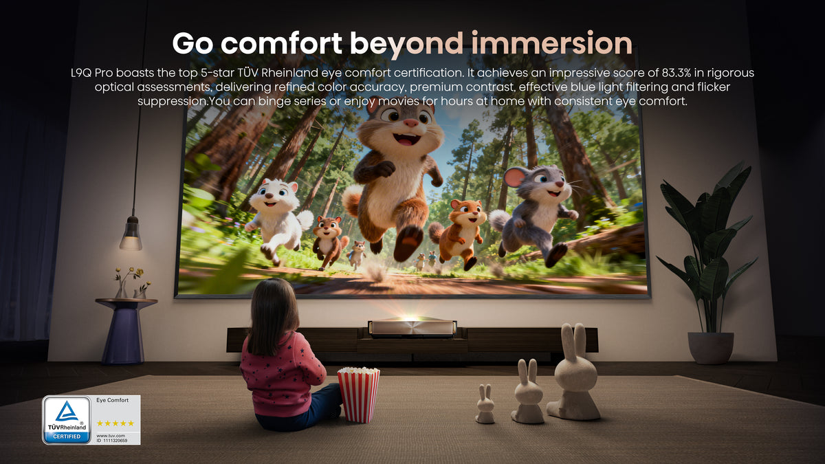Hisense L9Q Pro 4K Triple Laser Ultra Short Throw Projector, 6000:1 Contrast with Iris Lens (Up to 200'')