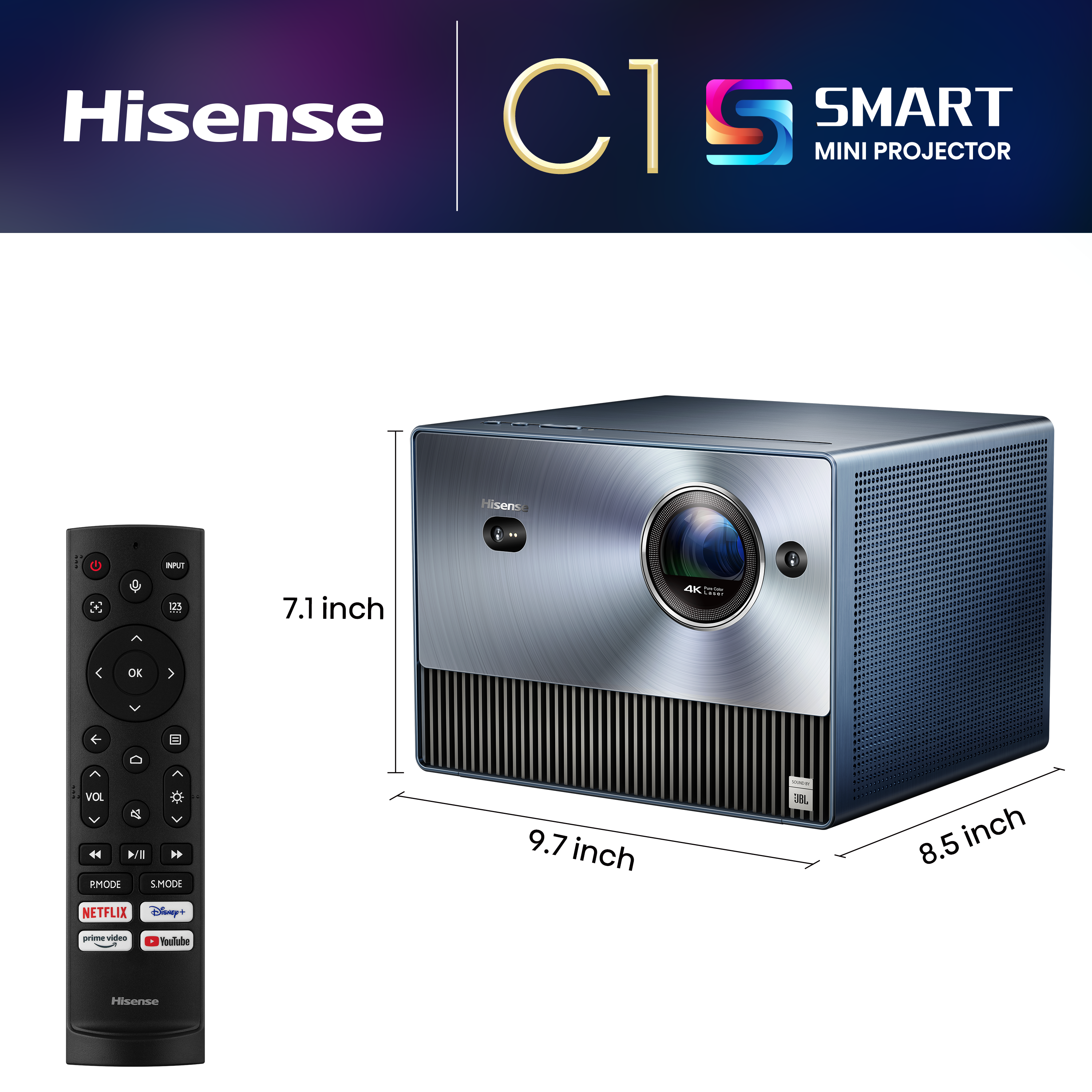 Hisense C1 TriChroma Laser Mini Projector (up to 300") - Refurbished