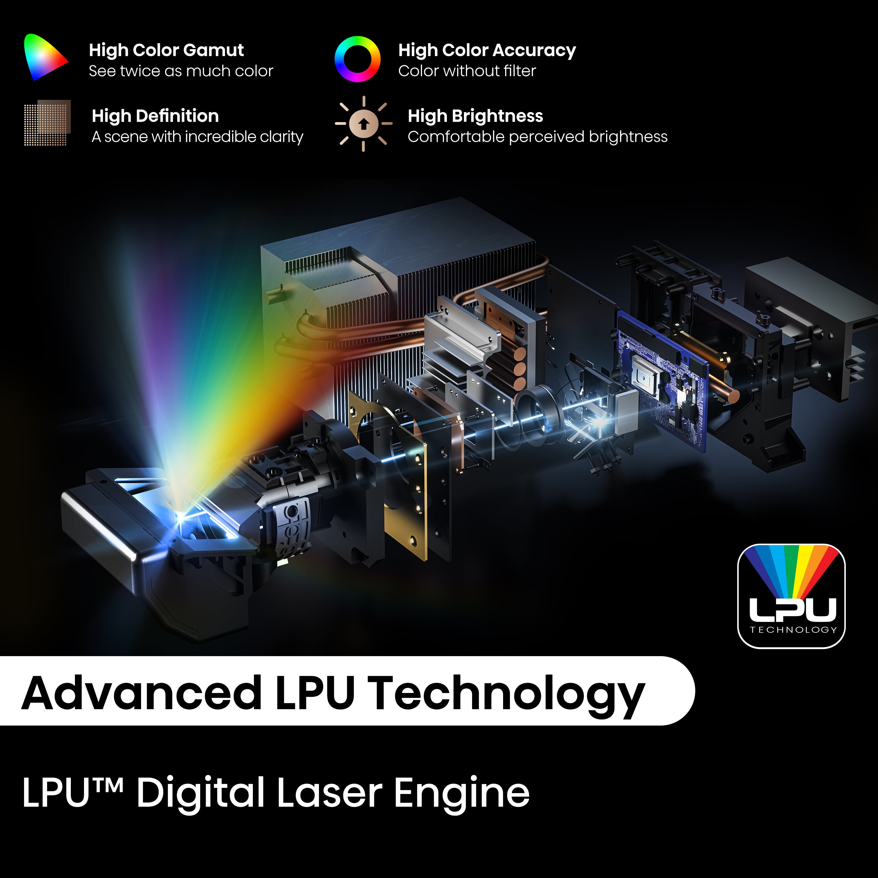 120L9H 120" 4K UHD triple Laser UST Smart Projector (Refurbished)