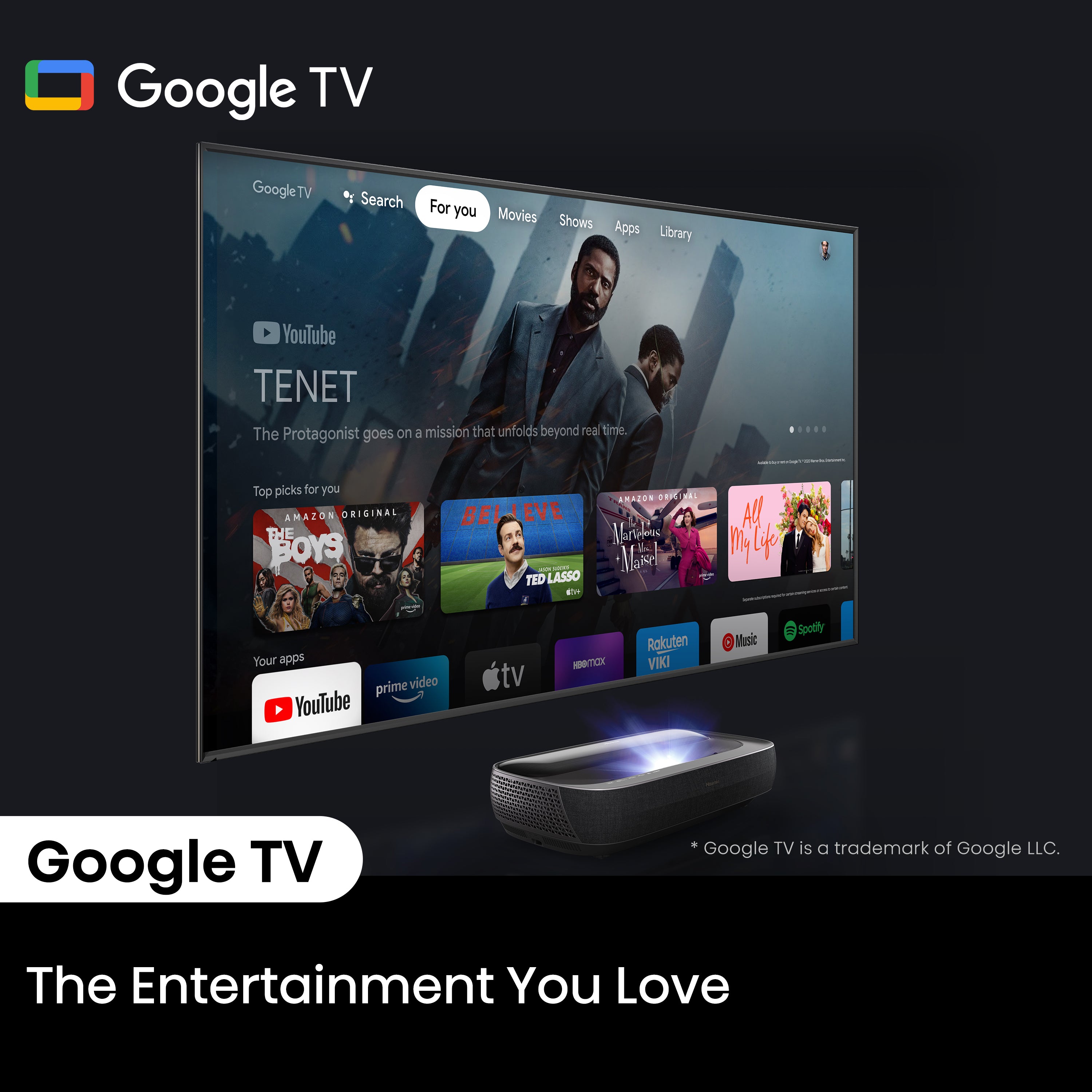 120L9H 120" 4K UHD triple Laser UST Smart Projector (Refurbished)