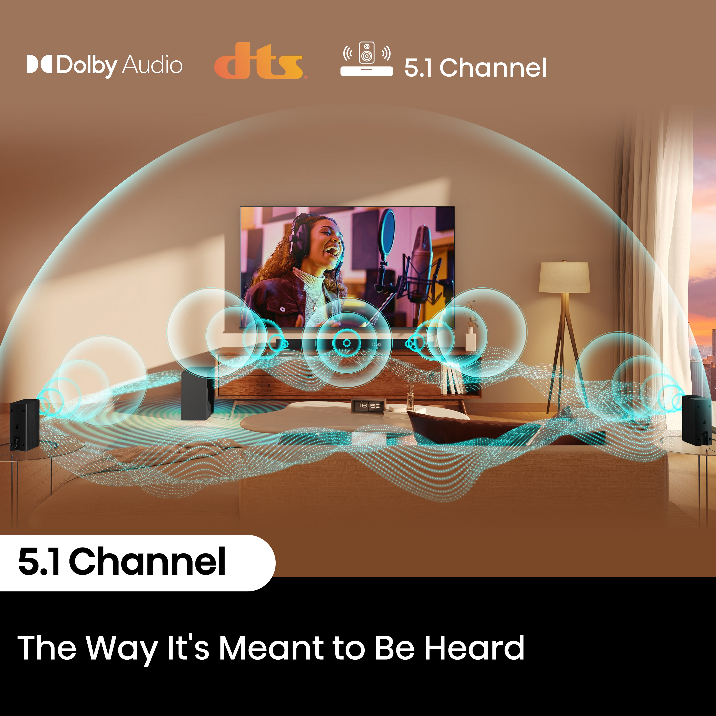 Hisense HS5100 5.1Ch, Dolby Digital Plus / DTS: X, Sound Bar with Wireless Subwoofer w/ Surround Speaker