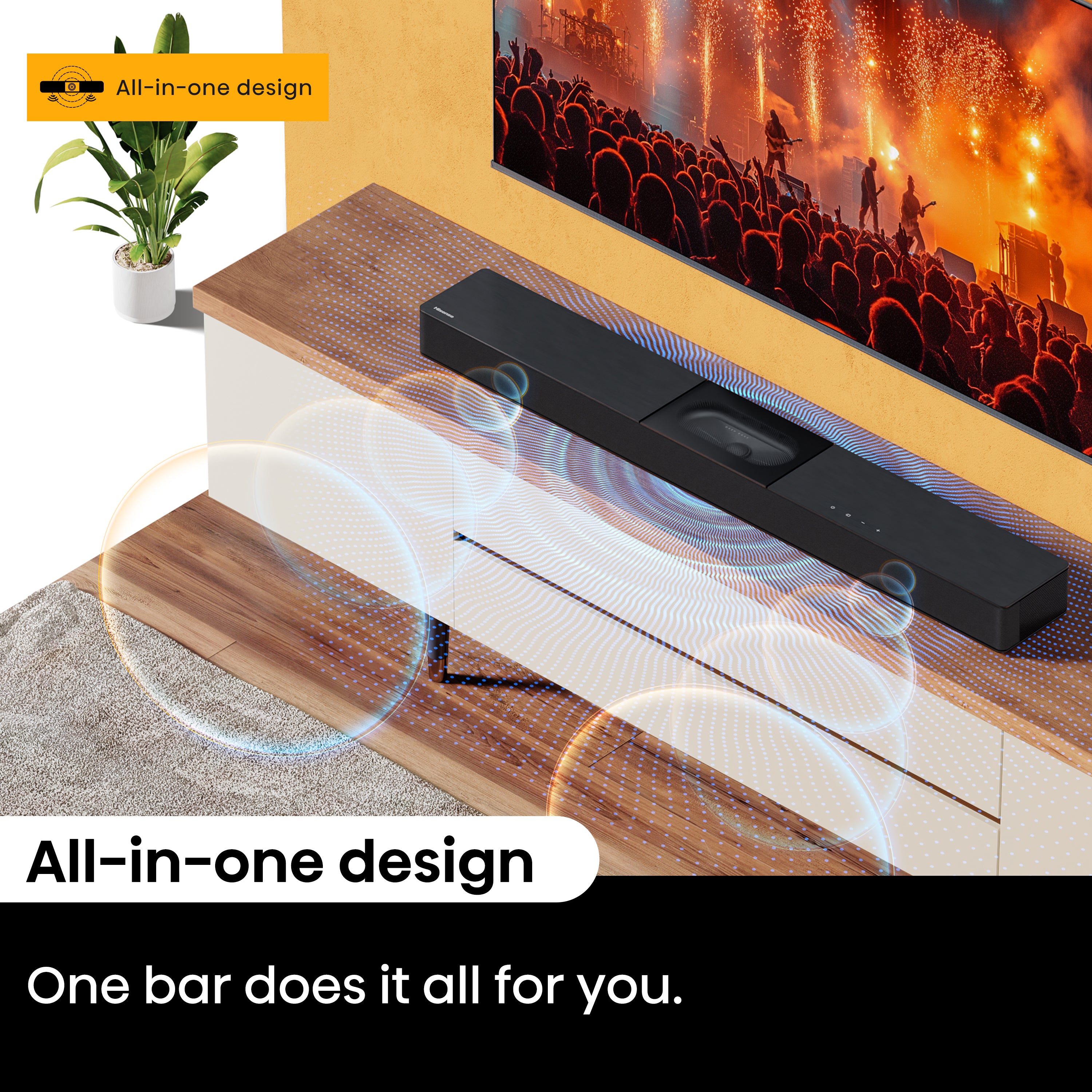Hisense A620 2.1ch All-in-one Dolby Dightal /DTS Virtual: X, Sound Bar with Built-in Subwoofer