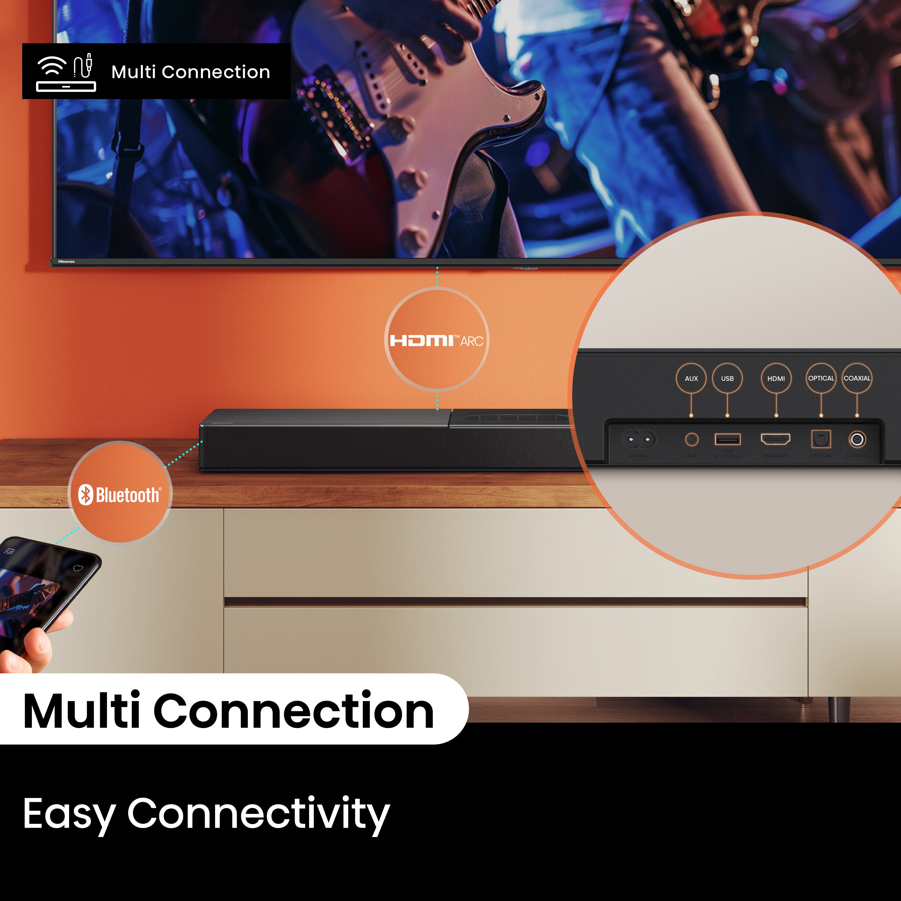 Hisense A620 2.1ch All-in-one Dolby Dightal /DTS Virtual: X, Sound Bar with Built-in Subwoofer