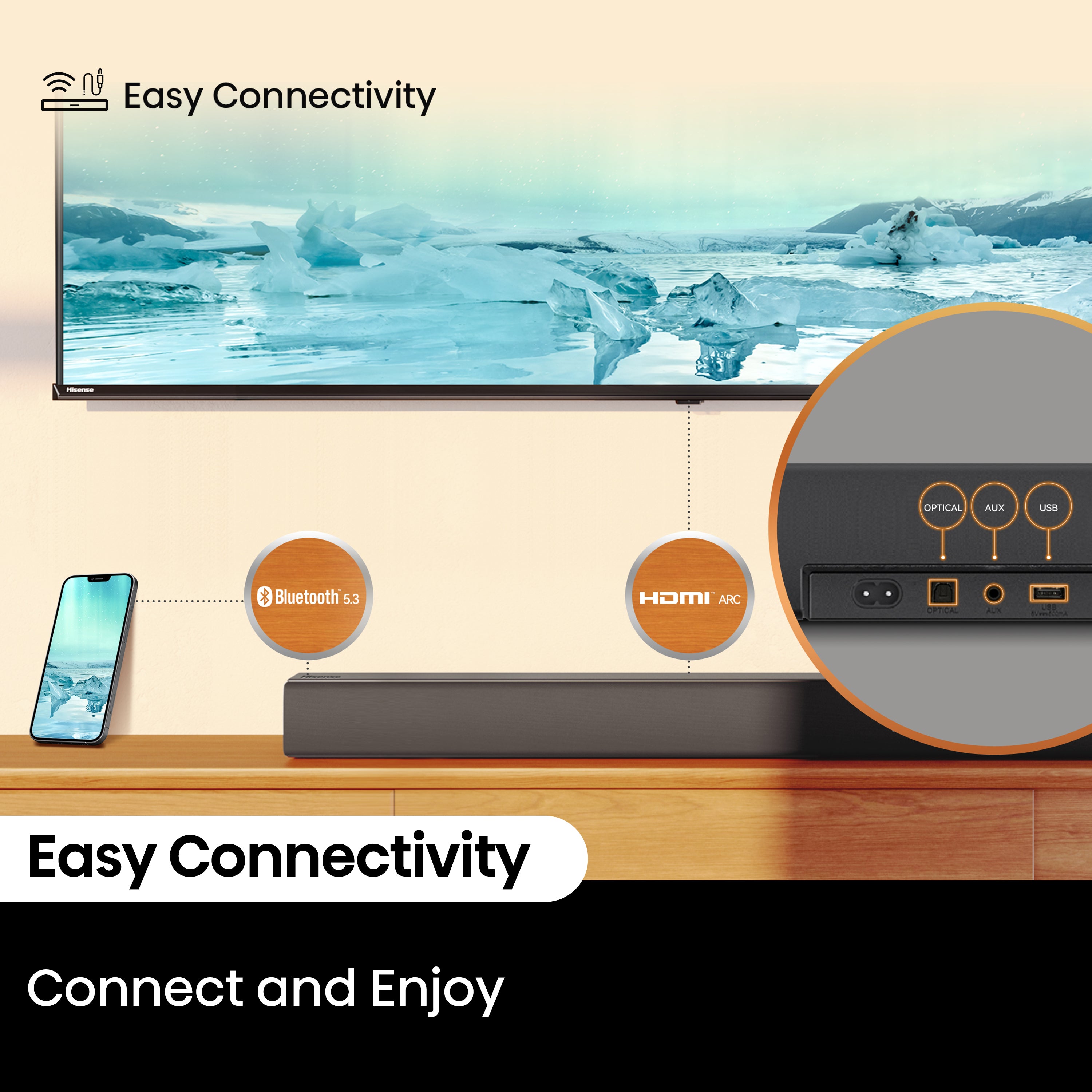 Hisense HS3100 3.1Ch, Dolby Digital Plus/ DTS Virtual:X, Sound Bar with Wireless Subwoofer