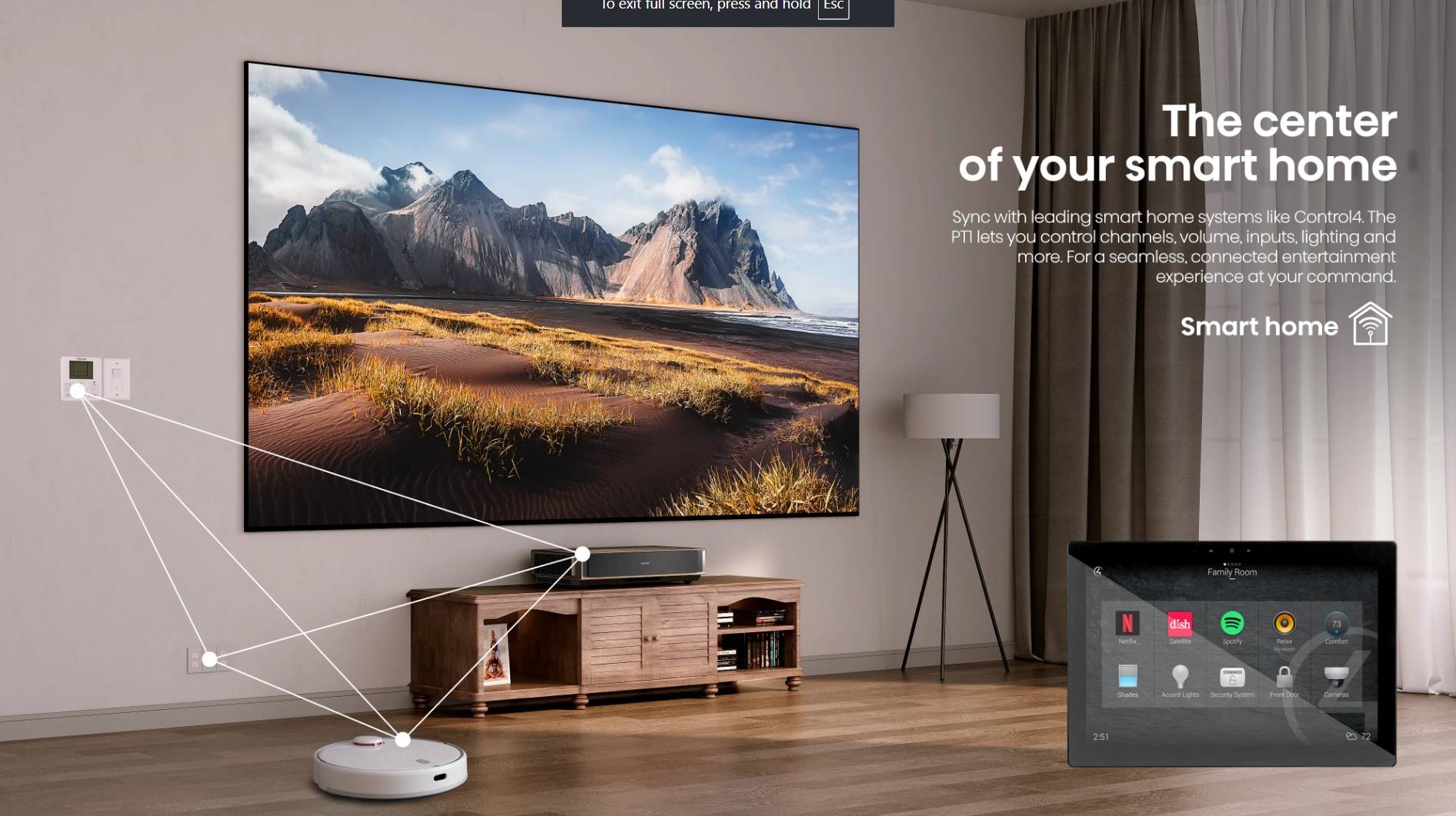 PT1, 4K UHD Triple Laser Ultra Short Throw UST Smart Projector (up to 150")