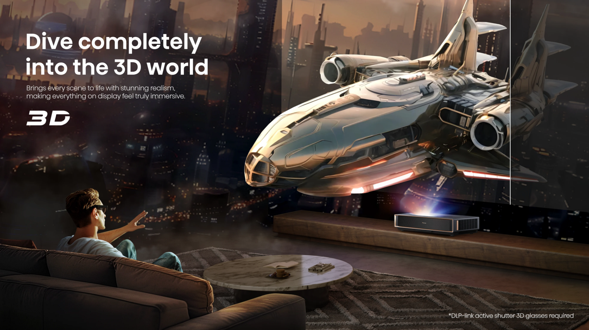 PT1, 4K UHD Triple Laser Ultra Short Throw UST Smart Projector (up to 150")