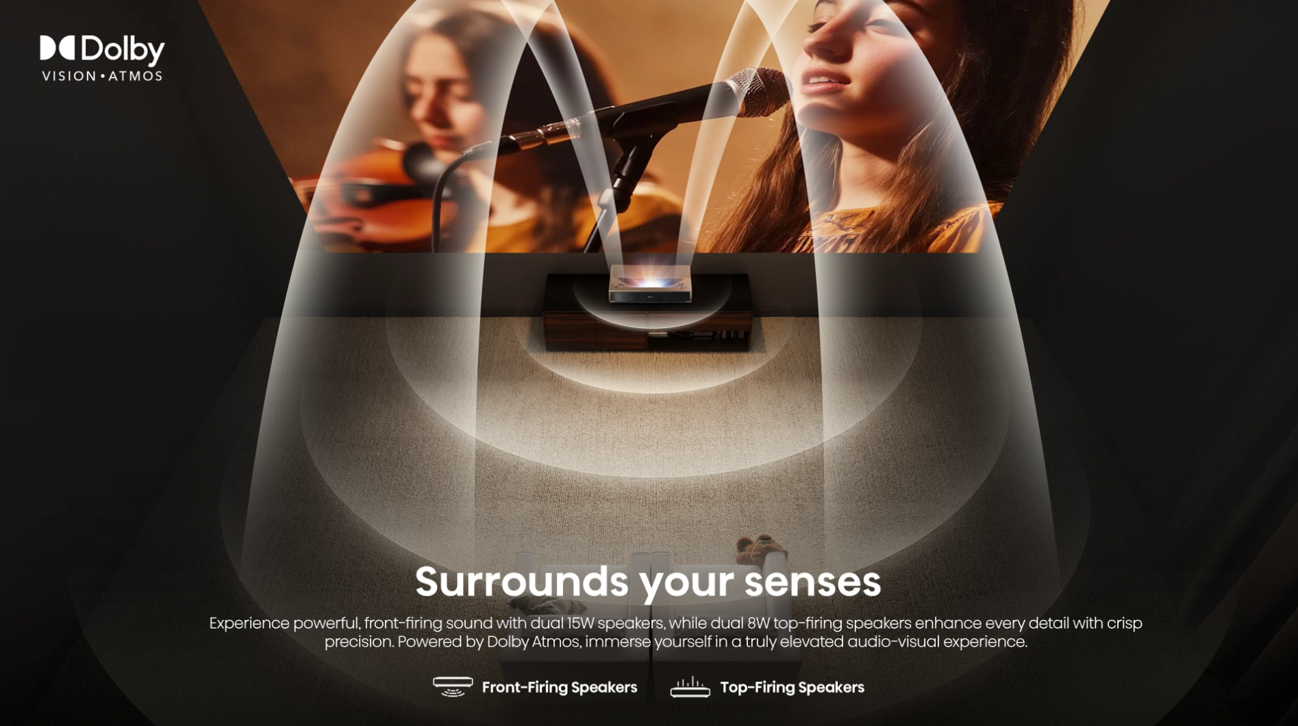 PT1, 4K UHD Triple Laser Ultra Short Throw UST Smart Projector (up to 150")