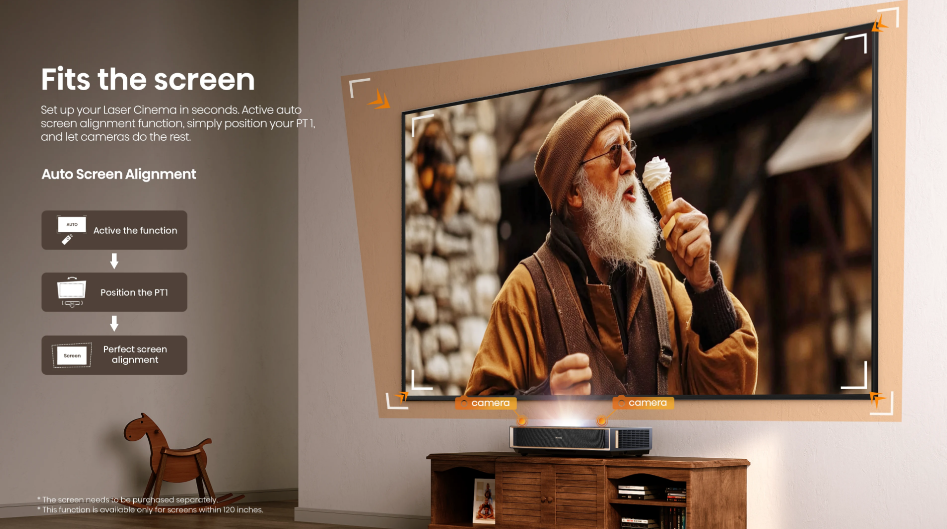 PT1, 4K UHD Triple Laser Ultra Short Throw UST Smart Projector (up to 150")