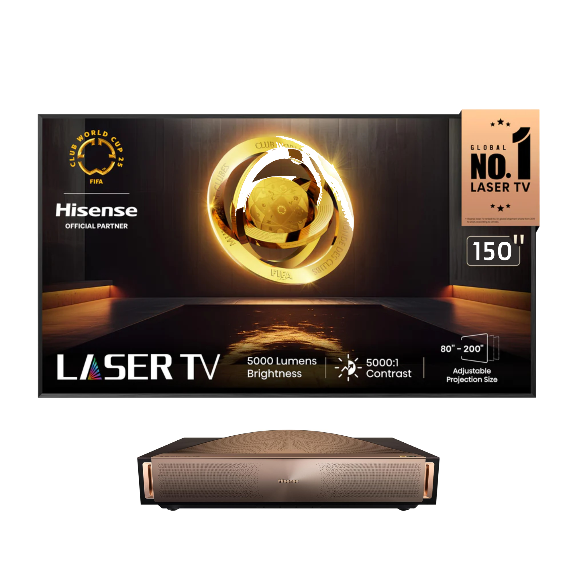 Hisense L9Q Bundle, 150" ALR Screen & 5000lm 4K Triple Laser Ultra Short Throw UST Projector