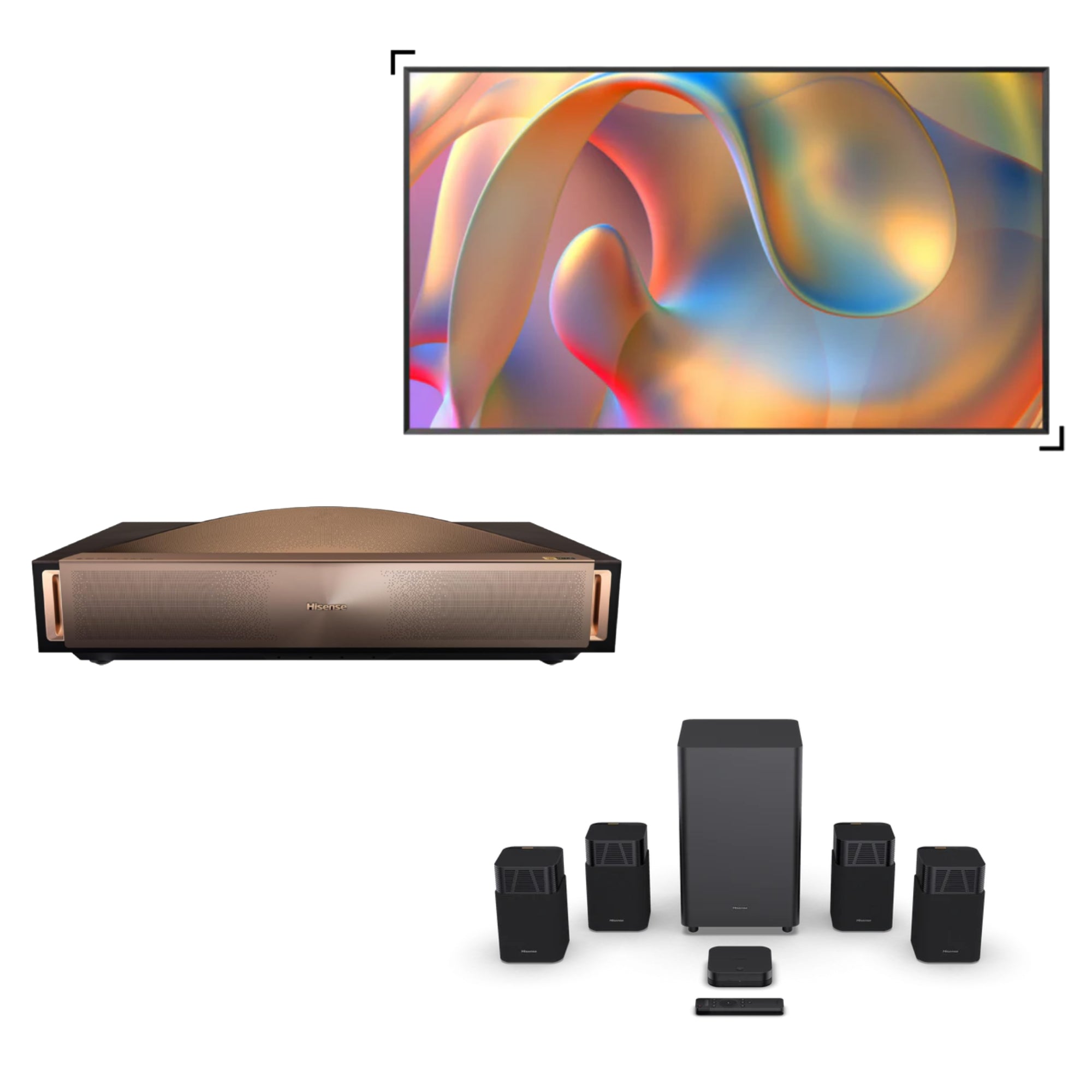 Hisense L9Q 3-Piece Bundle, UST Laser Projector & ALR Screen & HT Satu