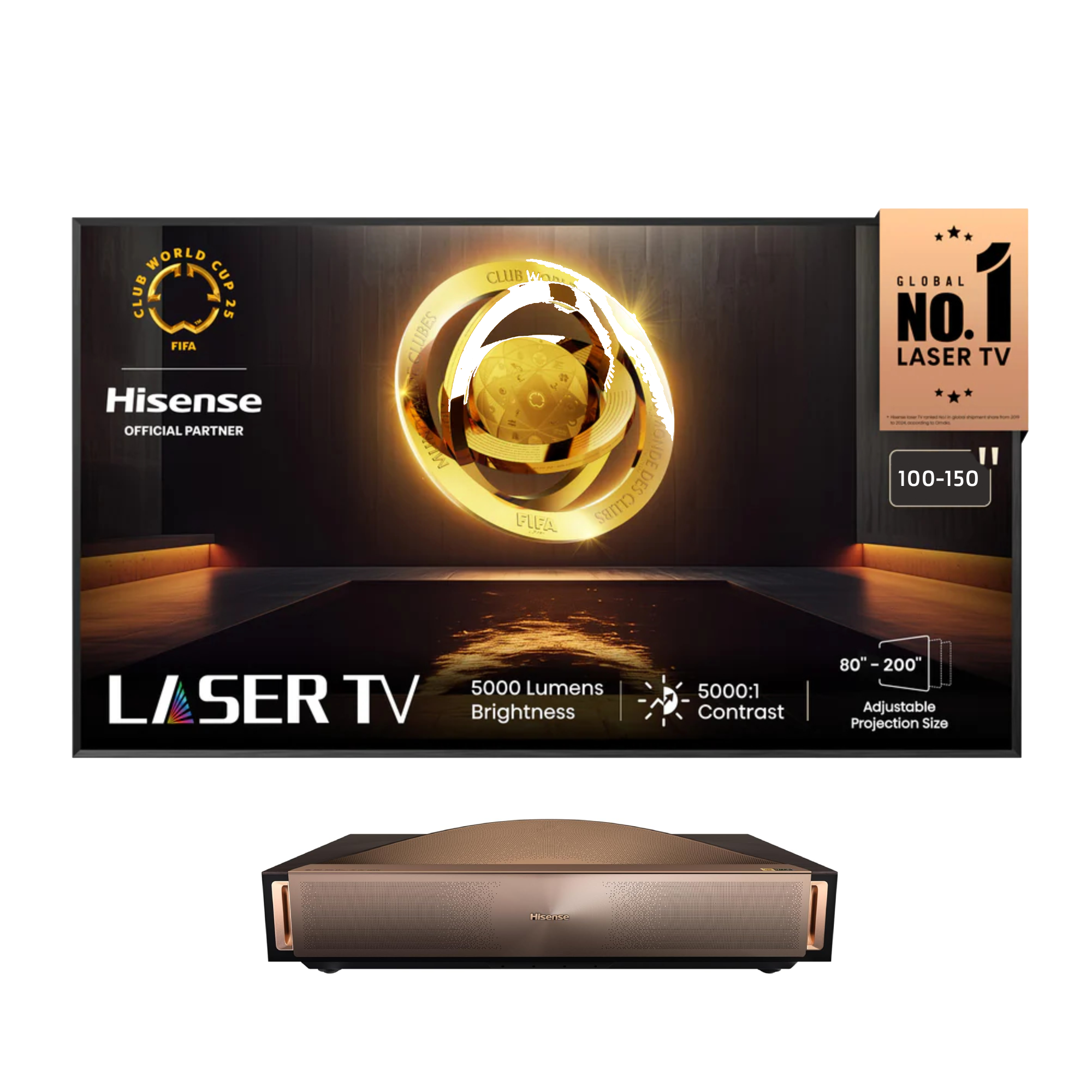 Hisense L9Q Bundle, 100/110/120/139/150" ALR Screen & 5000 lm 4K Triple Laser Ultra Short Throw UST Projector