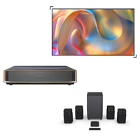 Hisense PT1 3-Piece Bundle, 4K UHD Triple Laser Ultra Short Throw UST Smart Projector including ALR Screen & HT Saturn Sound Bar