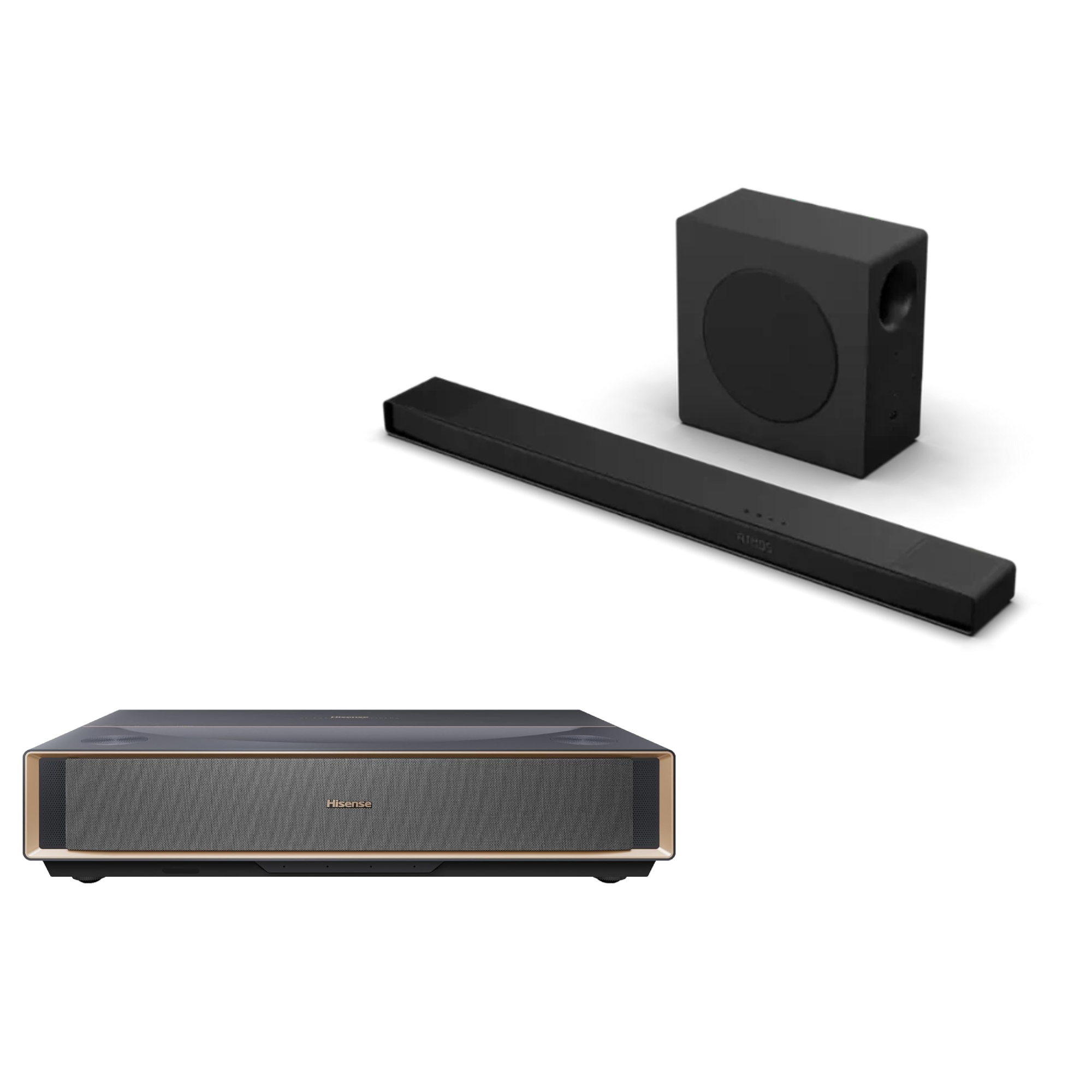 Hisense PT1 + AX3120Q Bundle, 4k UHD UST Laser Projector & 3.1.2Ch Dolby Atmos/DTS:X Sound Bar