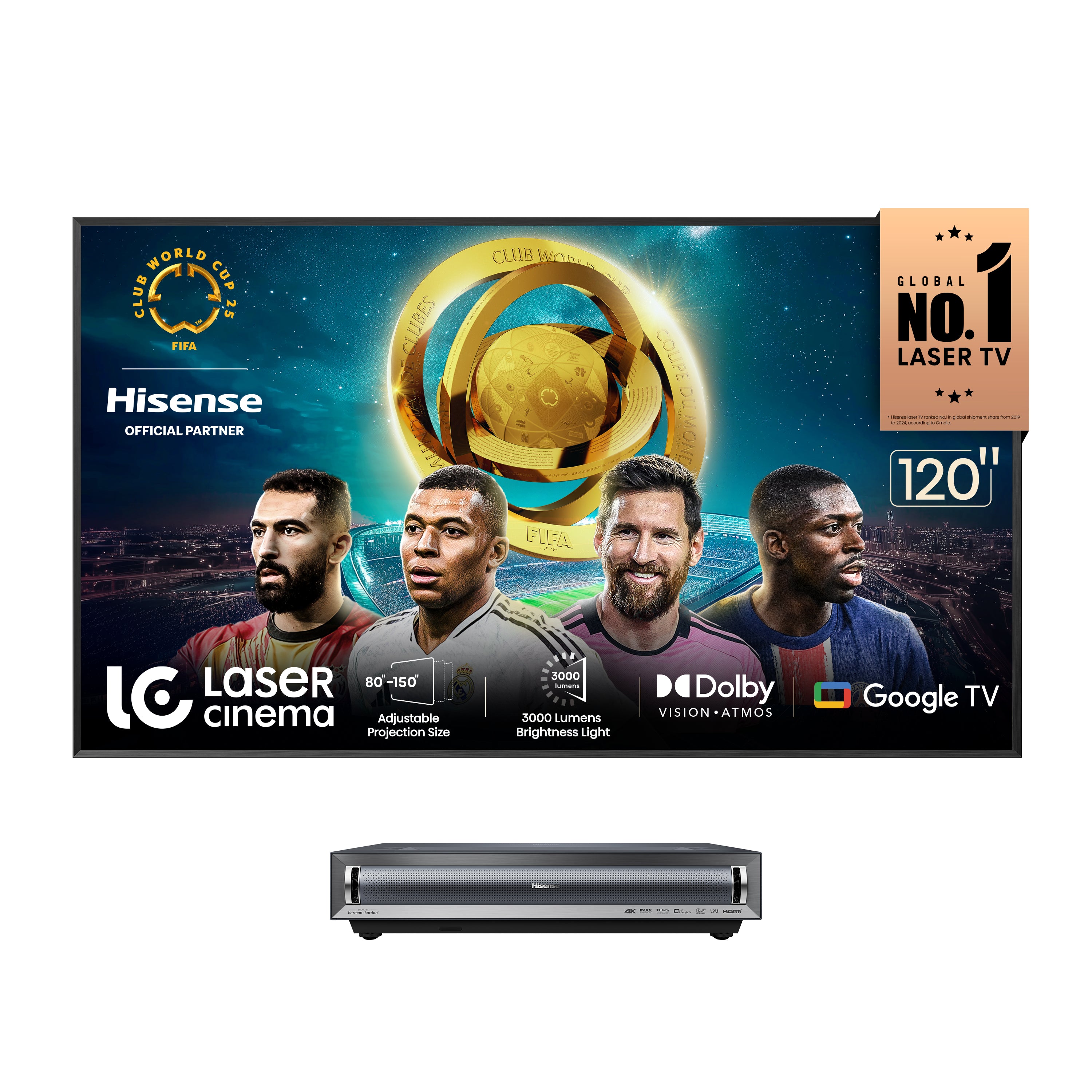 Hisense PX3-PRO Bundle, 4K UHD Triple Laser Home Theater UST Projector including 120" ALR Screen