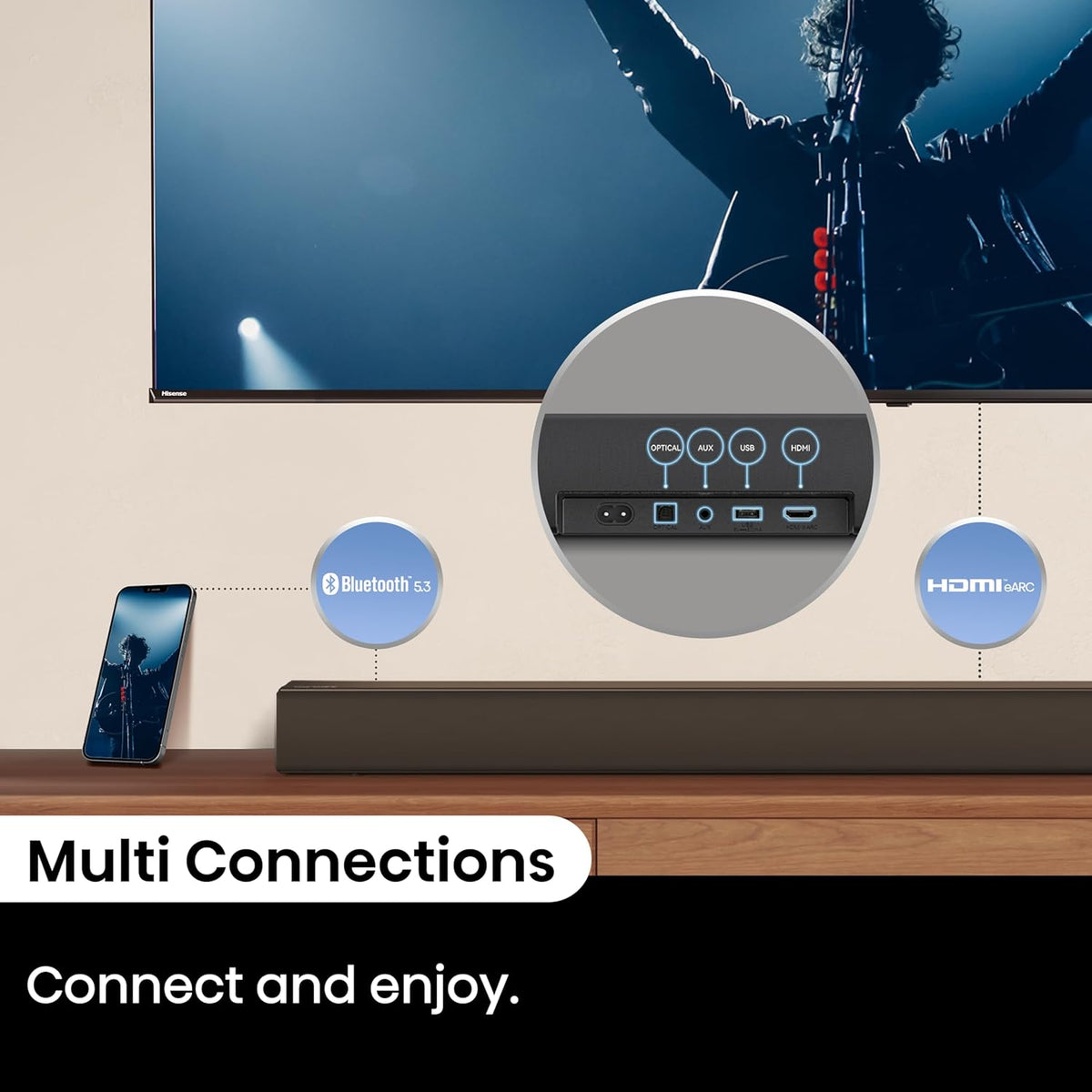 Hisense AX3100Q 3.1Ch, Dolby Atmos / DTS:X Sound Bar with Wireless Sub
