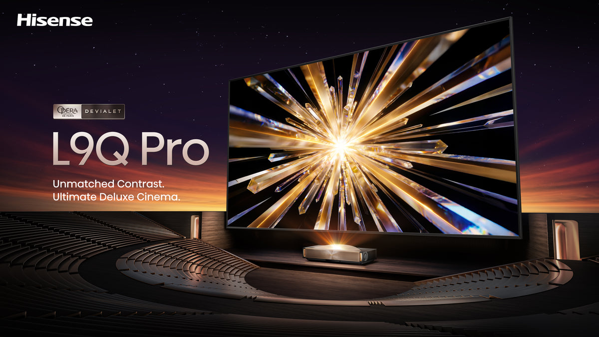 Hisense L9Q Pro 4K Triple Laser Ultra Short Throw Projector, 6000:1 Contrast with Iris Lens (Up to 200'')