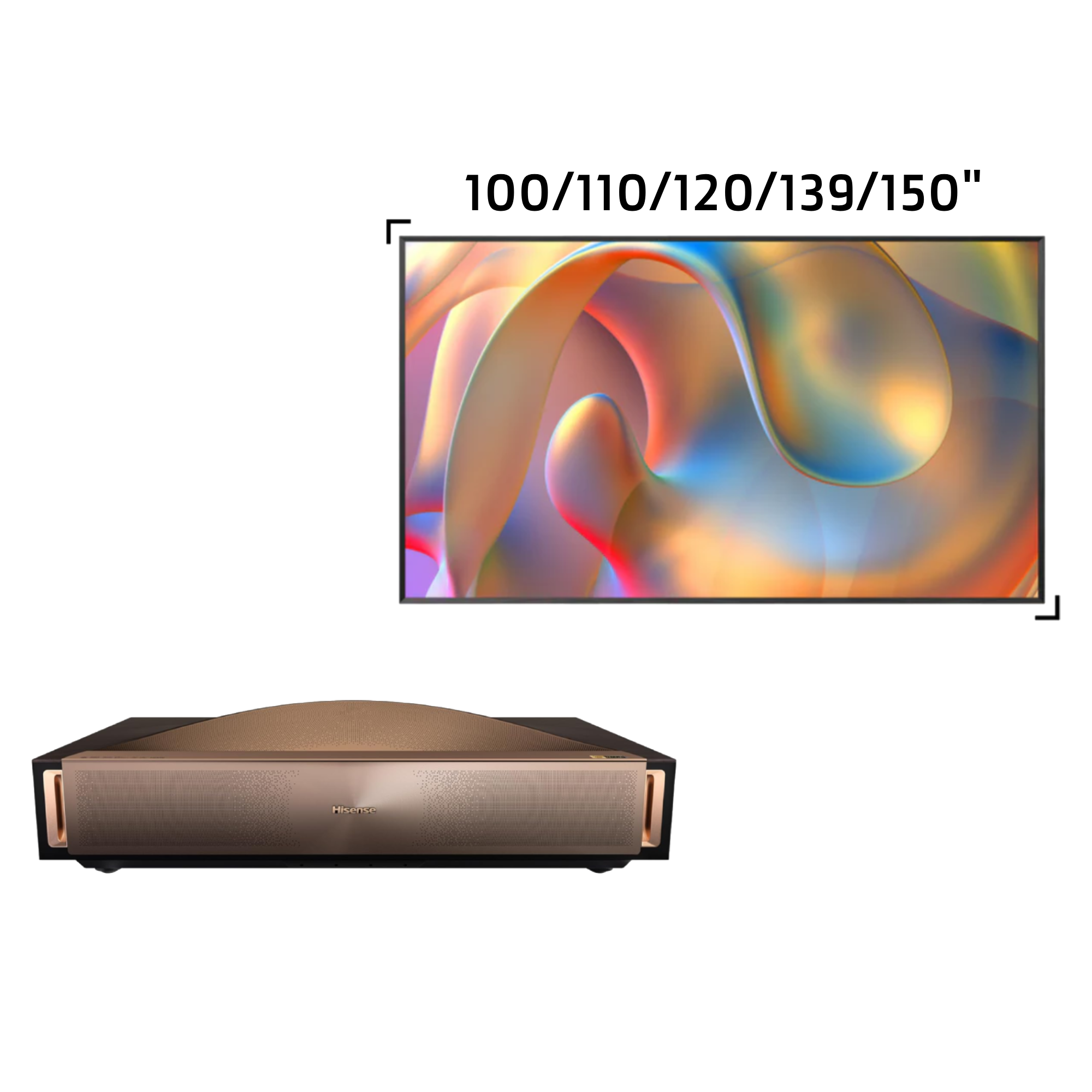 Hisense L9Q Bundle, 100/110/120/139/150" ALR Screen & 5000 lm 4K Triple Laser Ultra Short Throw UST Projector
