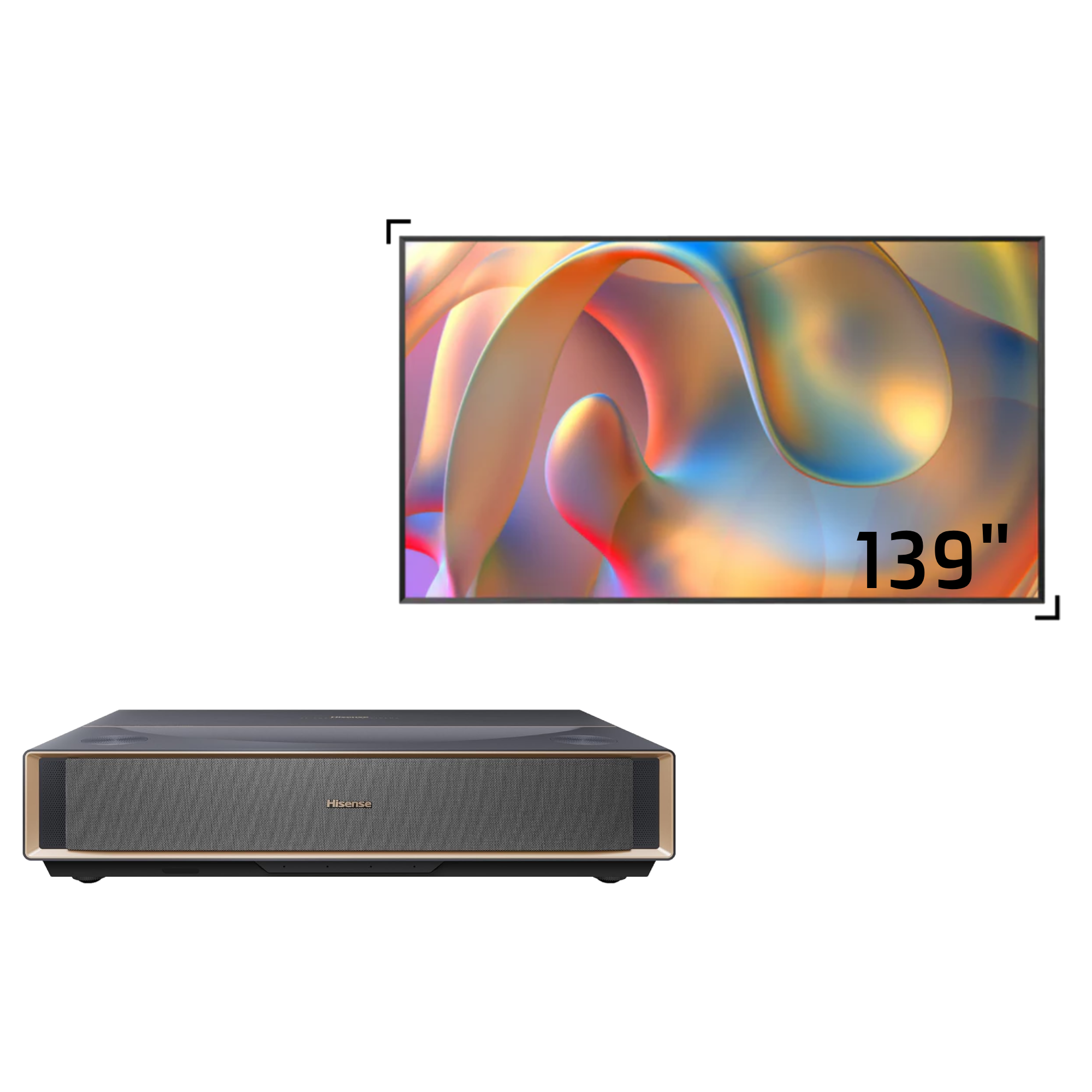 Hisense PT1 Bundle, 100/110/120/139/150" ALR Screen & 4K UHD Triple Laser Ultra Short Throw UST Smart Projector